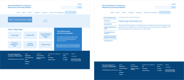 Wireframes for the new Tech Help pages.